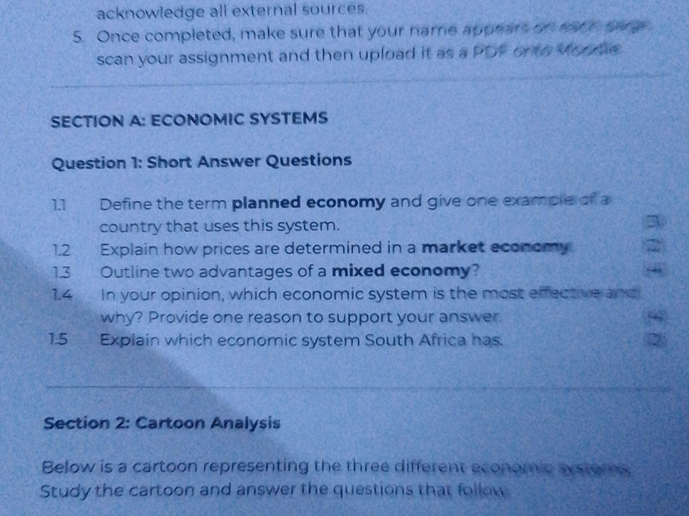 SECTION A: ECONOMIC SYSTEMS Question 1: | StudyX