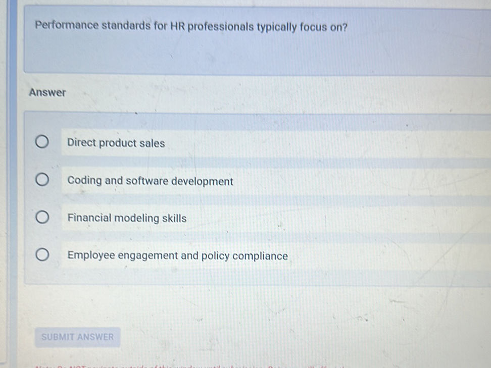 Performance standards for HR professionals | StudyX