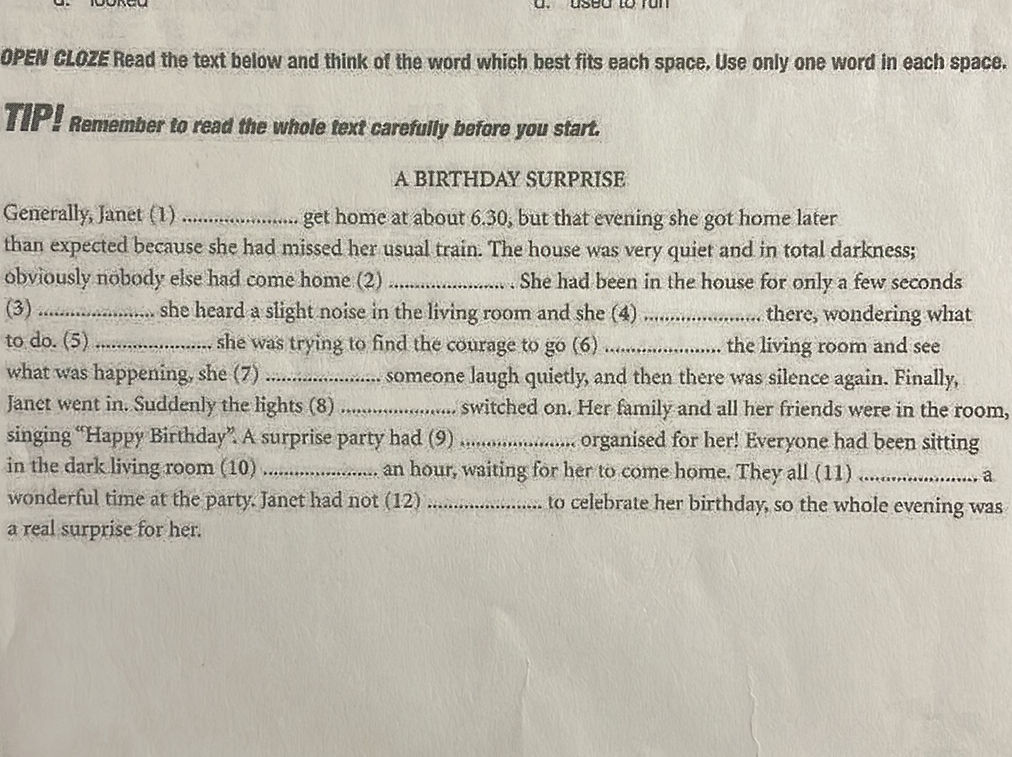 OPEN CLOZE Read the text below and think of | StudyX
