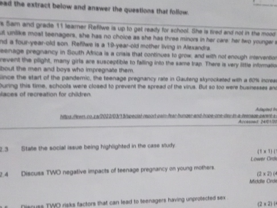 Read the extract below and answer the | StudyX