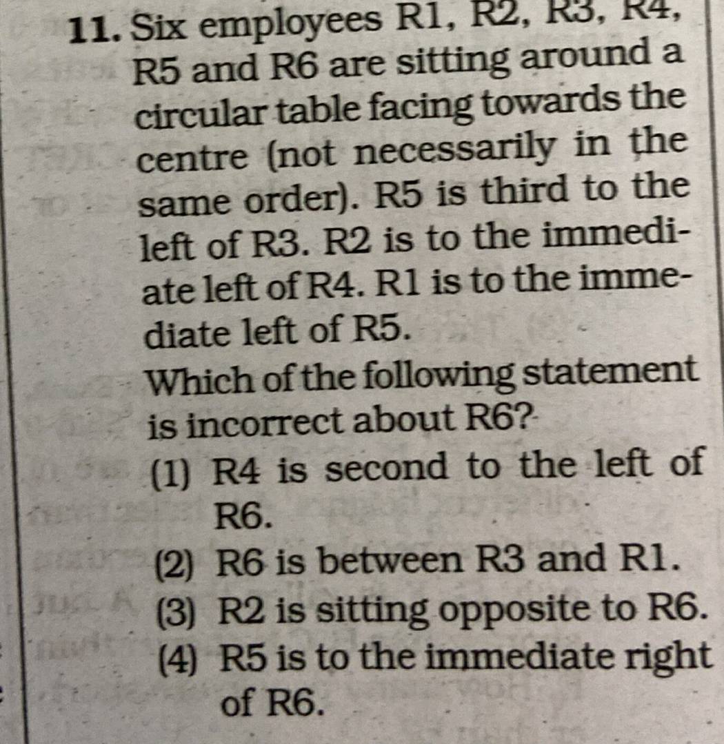 11. Six employees R1, R2, R3, R4, R5 and R6 | StudyX