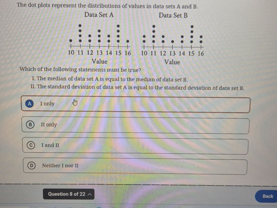 The dot plots represent the distributions of | StudyX