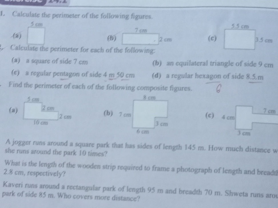 1. Calculate the perimeter of the following | StudyX