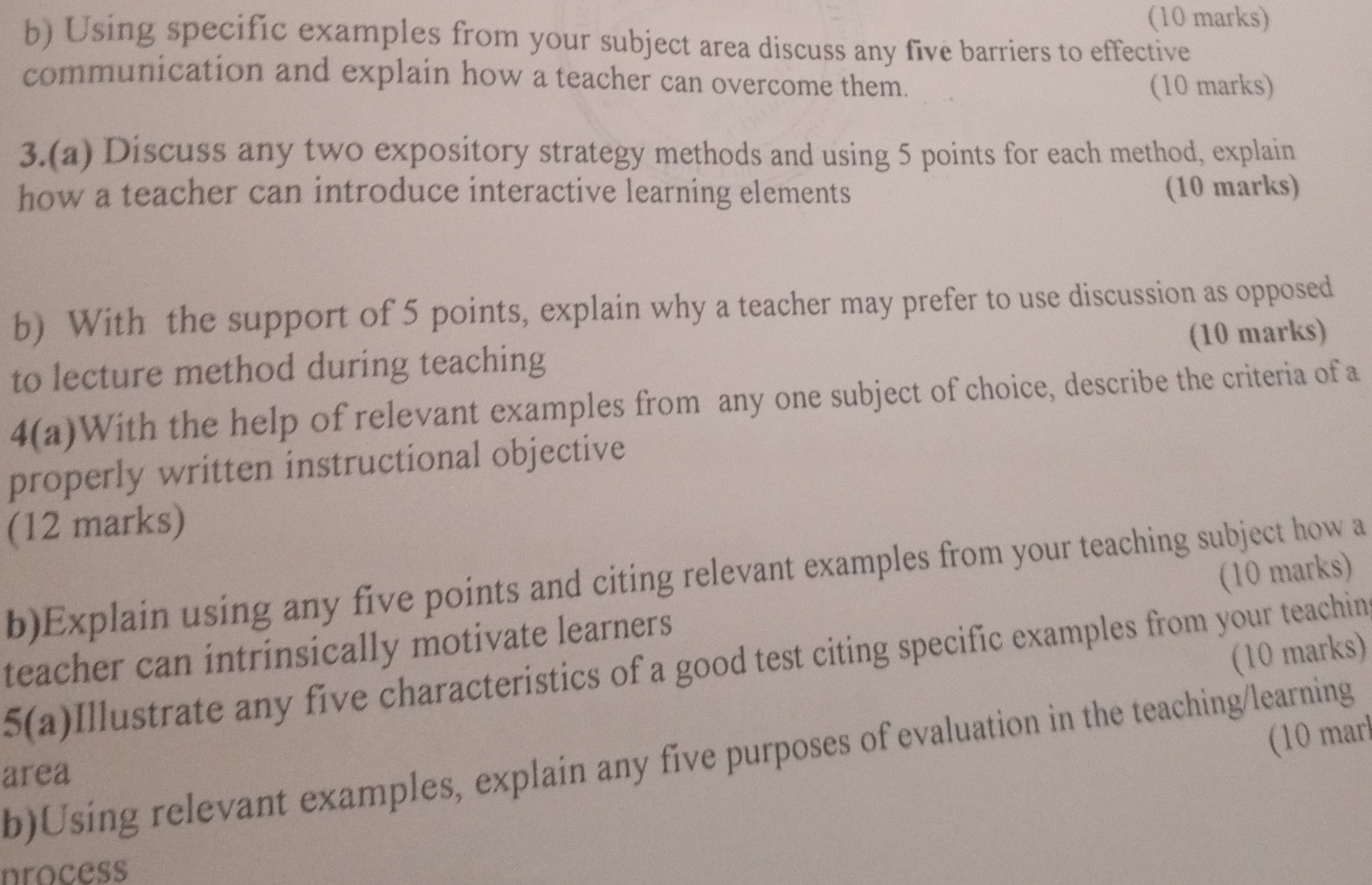 b) Using specific examples from your subject