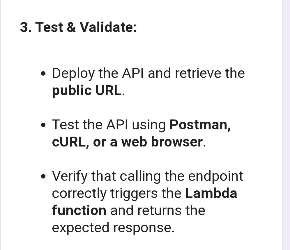 Api Retirvwe Test Validate: • Deploy the API and retrieve