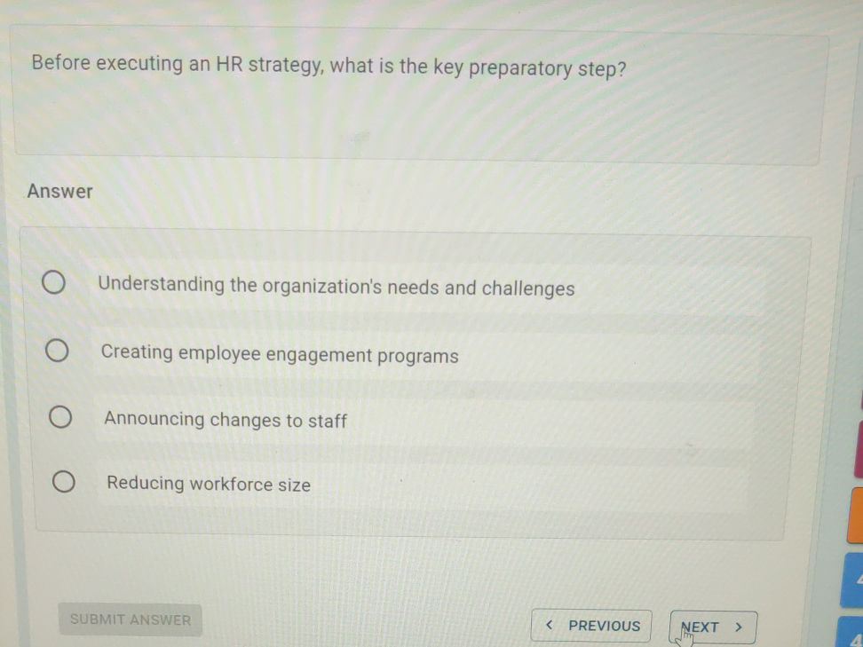 Before executing an HR strategy, what is the | StudyX