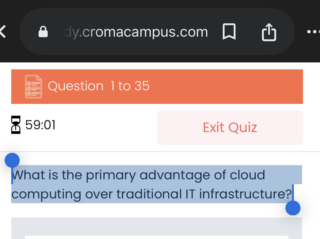 What is the primary advantage of cloud | StudyX