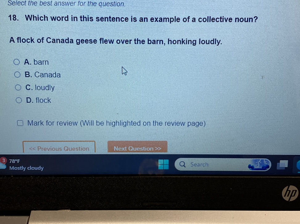 Word Flock 18. Which word in this sentence is an | StudyX