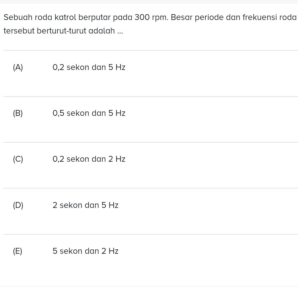 Sebuah roda katrol berputar pada 300 rpm. | StudyX
