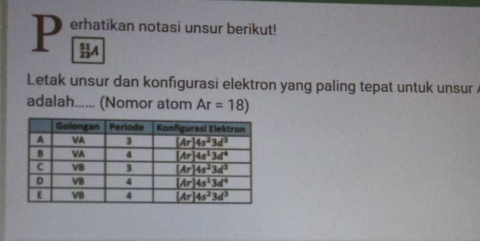 Notasi R Square P erhatikan notasi unsur berikut! $ $ Letak | StudyX