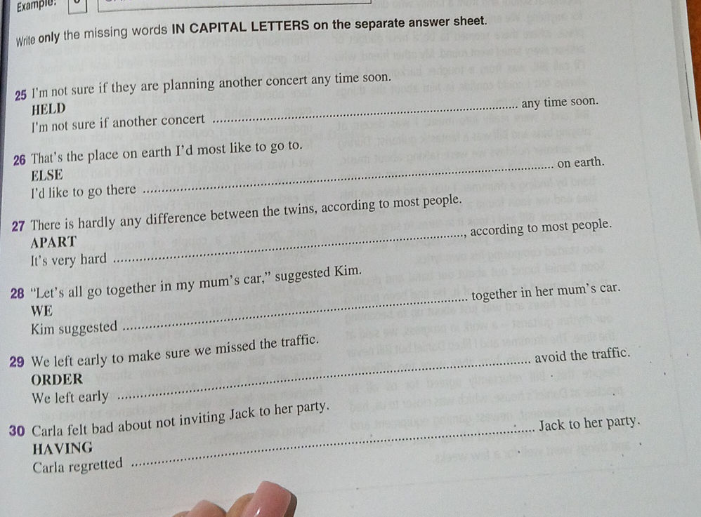 Exampie: Write only the missing words IN | StudyX