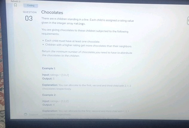 Refresh o Coding QUESTION Chocolates 03 | StudyX