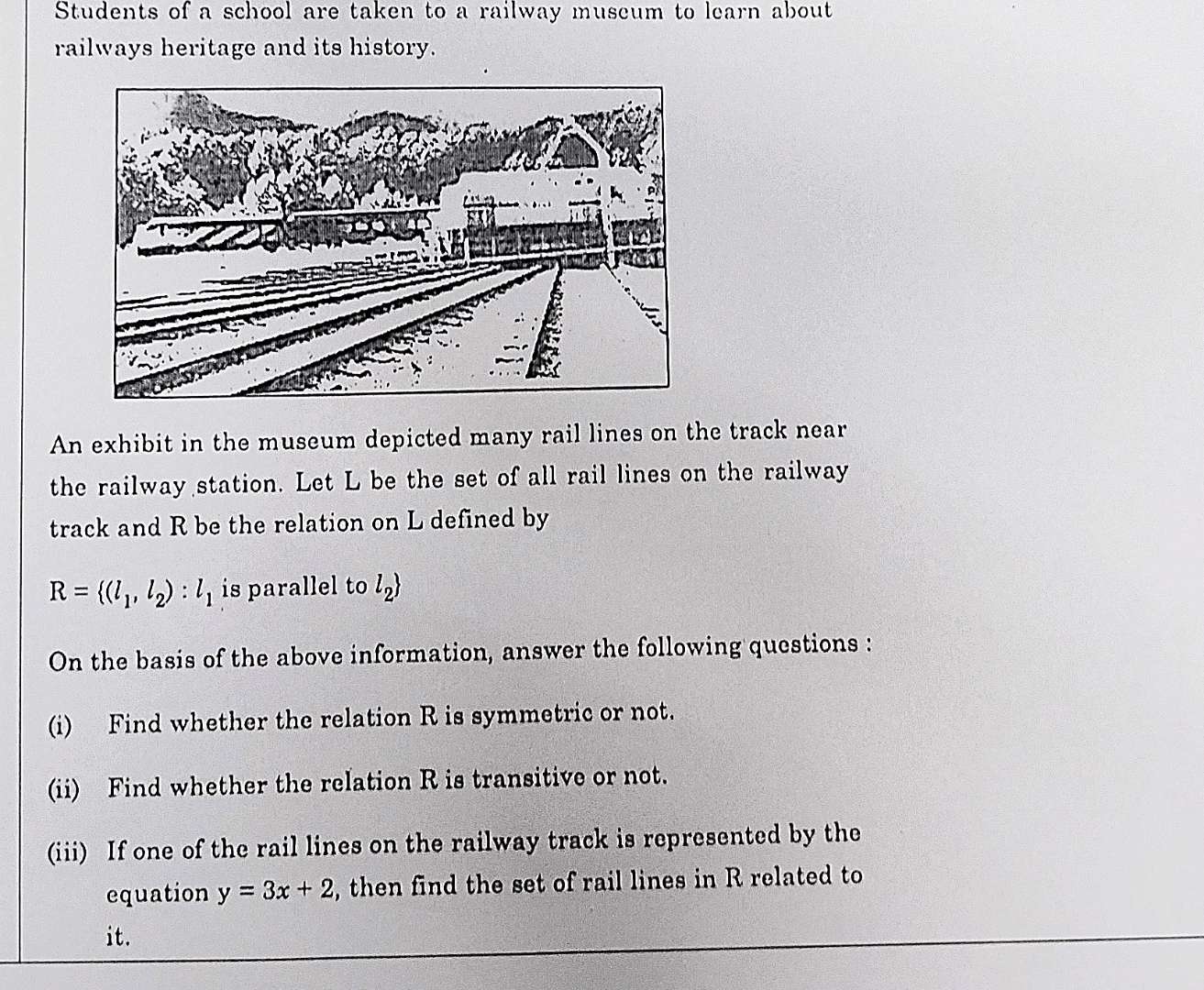Define Math Rail Students of a school are taken to a railway