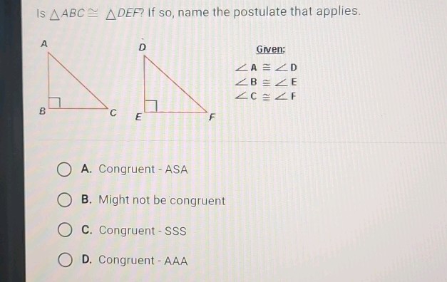 Is Xyz Abc If So Name The Postulate That Applies