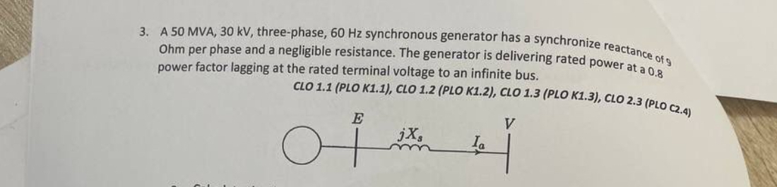 3 A 50 MVA 30 kV three-phase 60 Hz | StudyX