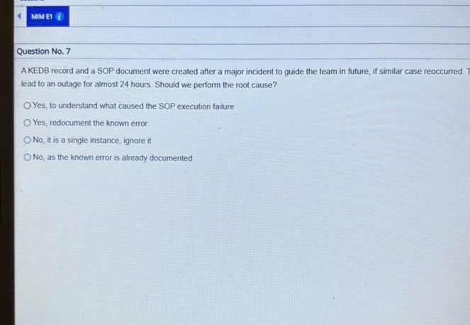 Kedb Record Example MIME1 i Question No 7 A KEDB record and a | StudyX