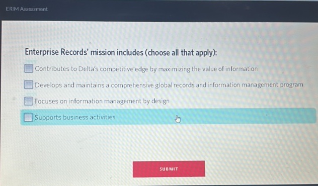 ERIM Assessment Enterprise Records mission | StudyX