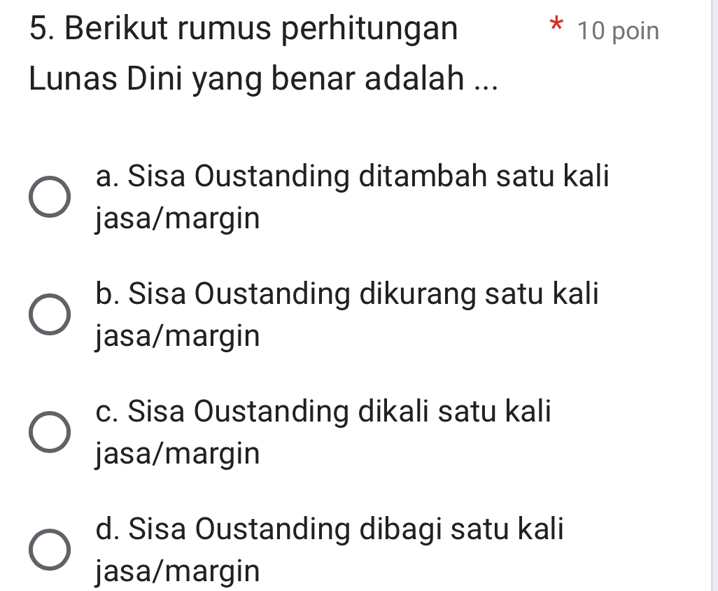 5 Berikut rumus perhitungan 10 poin Lunas | StudyX