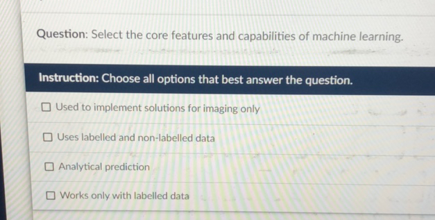 Select Core Features Question Select the core features and | StudyX