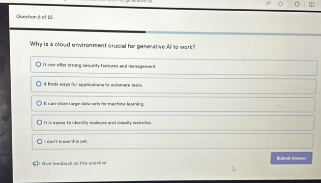 Question 6 of 15 Why is a cloud environment | StudyX