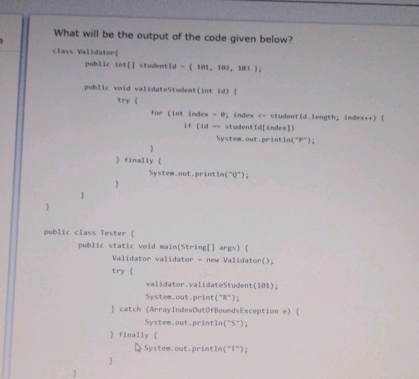 What will be the output of the code given | StudyX