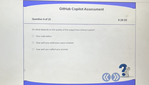 GitHub Copilot Assessment Question 4 of 25 | StudyX