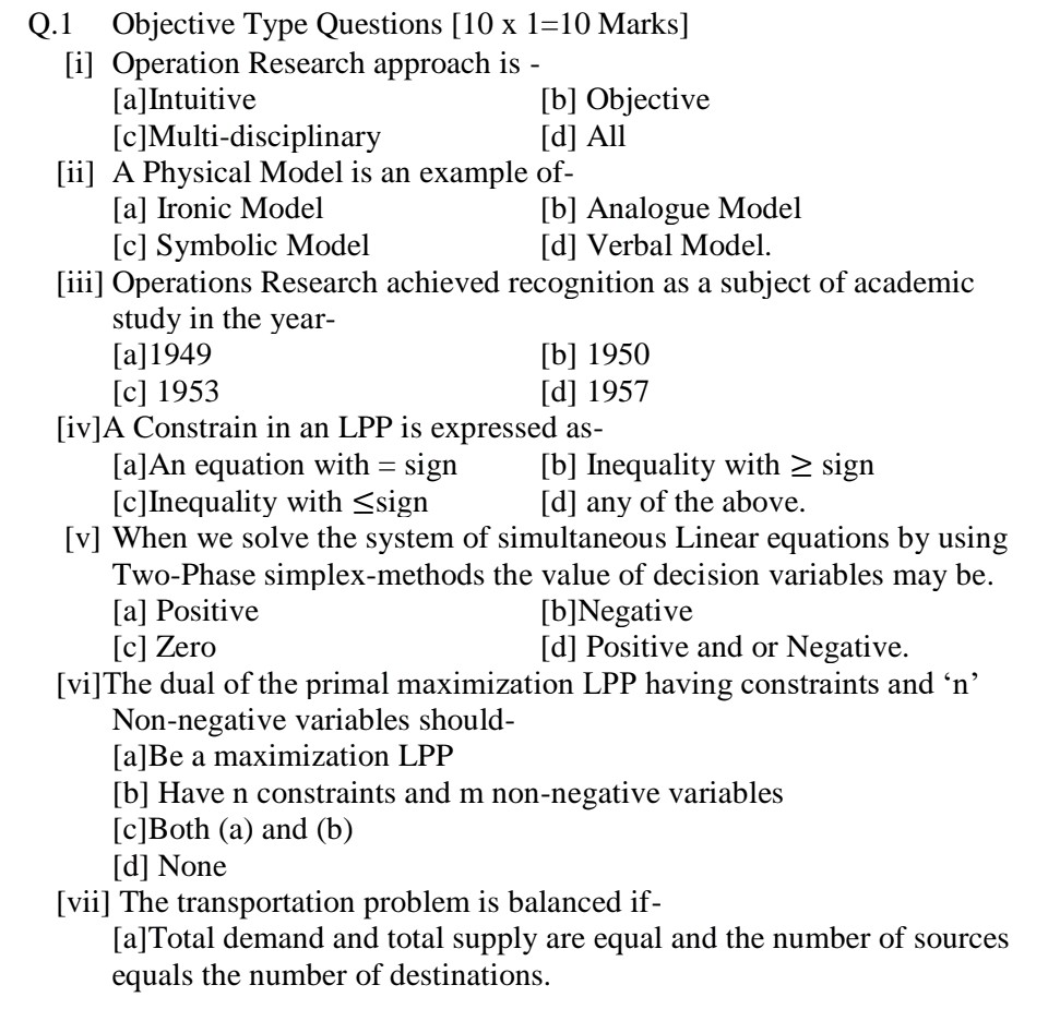 Q 1 Objective Type Questions 10 x 1=10 Marks | StudyX