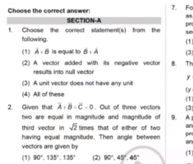 Choose the correct answer SECTION-A 1 Choose | StudyX