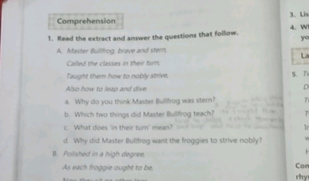 Comprehension 1 Read the extract and answer | StudyX