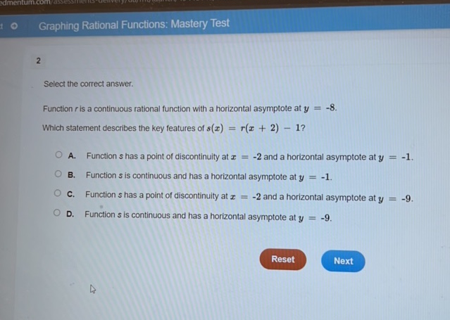 Graphing Rational Functions Mastery Test 2