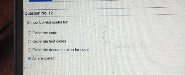 Question No 12 Github CoPilot useful for | StudyX