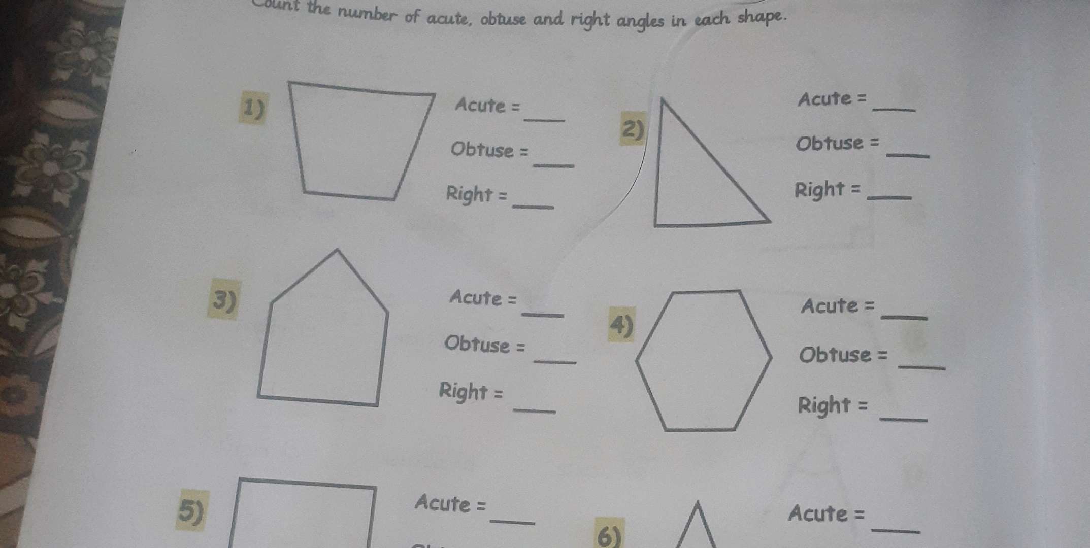 Obtuse Numbers Cunt the number of acute obtuse and right