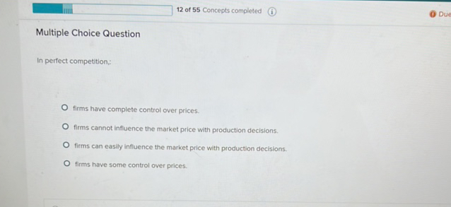 12 of 55 Concepts completed Multiple Choice | StudyX