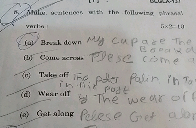 8 Make sentences with the following phrasal | StudyX