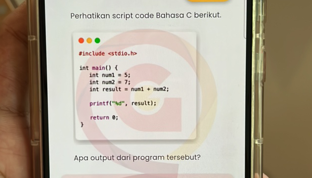 Perhatikan script code Bahasa C berikut | StudyX