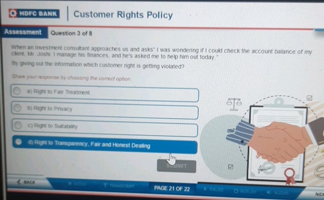 HDFC BANK Customer Rights Policy Assessment | StudyX