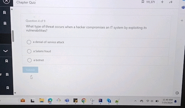 Chapter Quiz A Question 4 of 9 What type of | StudyX