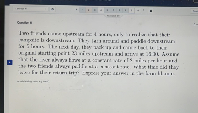 Section 81 Question 9 Two friends canoe