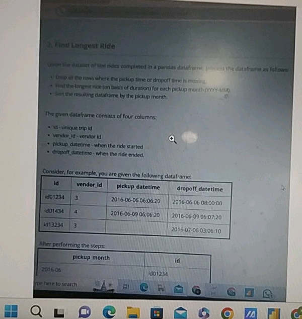 Rind Longest Ride s filw resiting datafrare | StudyX