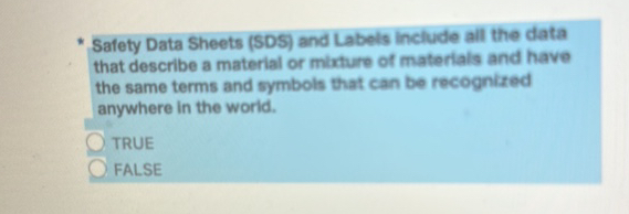 Safety Data Sheets (SDS) and Labels include | StudyX