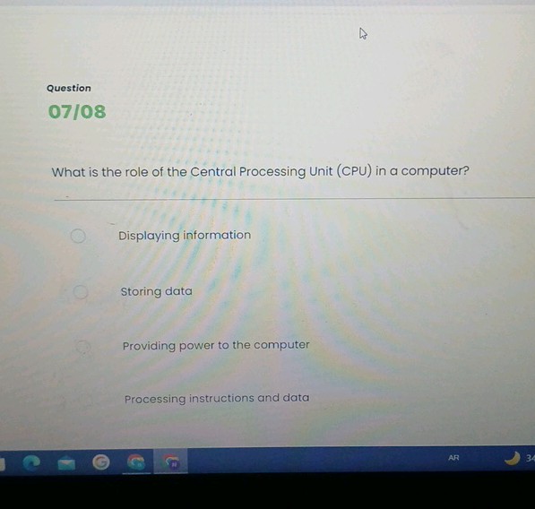 Question 07/08 What is the role of the | StudyX