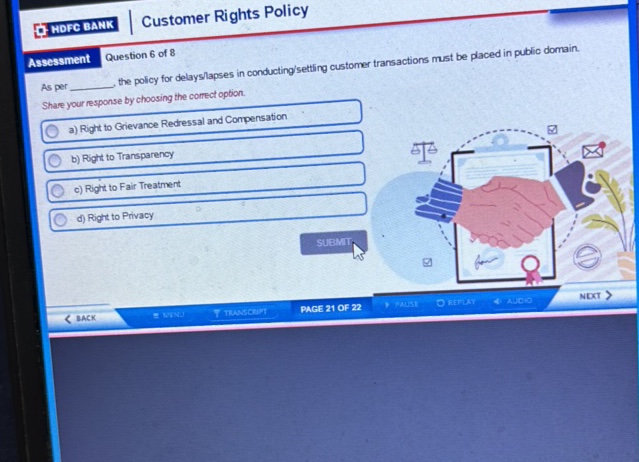 HOFC BANK Customer Rights Policy Assessment | StudyX