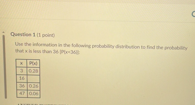 Question 1 (1 point) Use the information in | StudyX