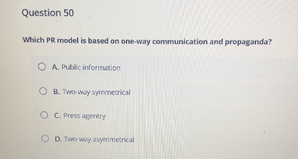 Which PR model is based on one-way