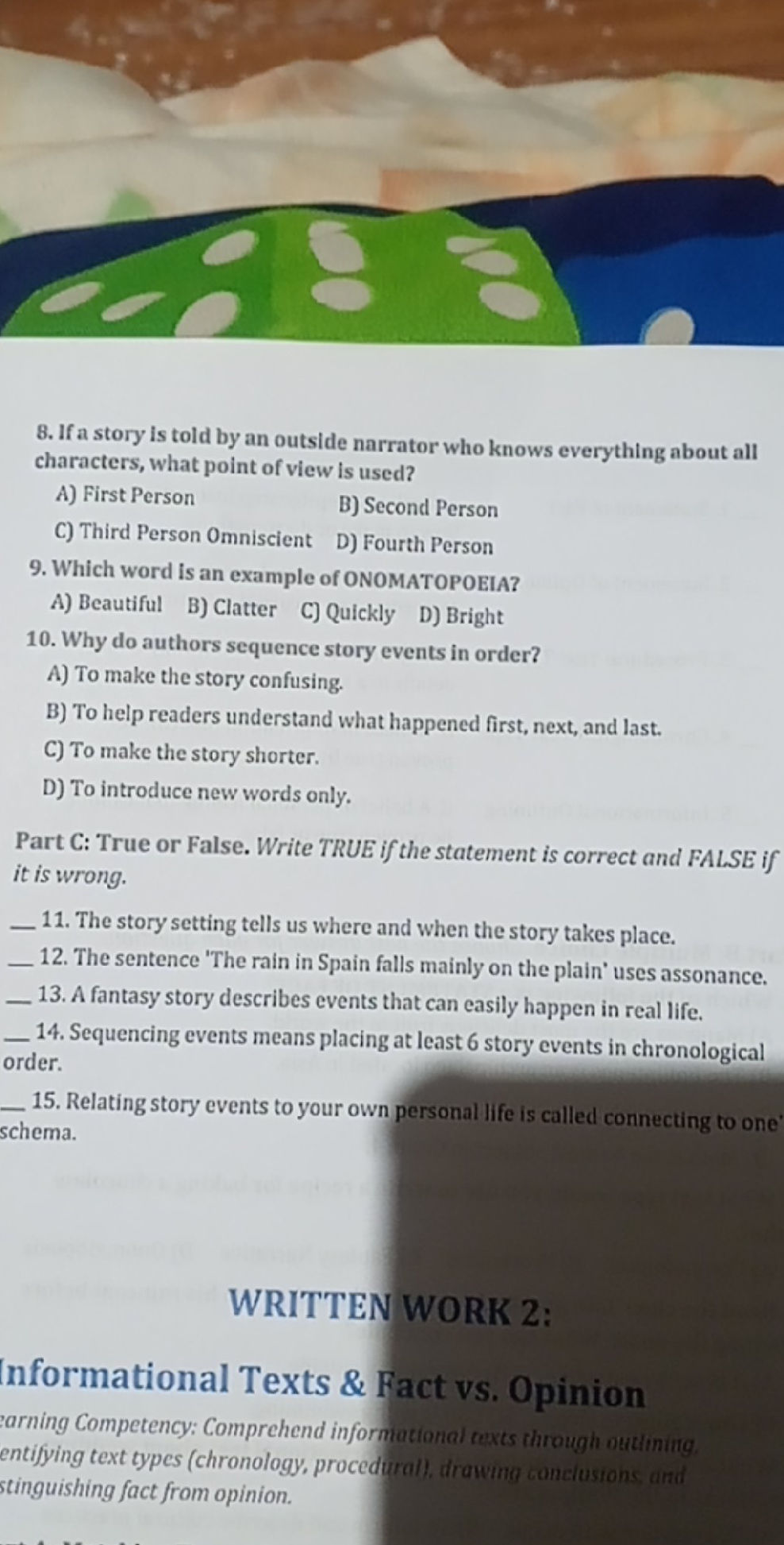 Feature Article Writing Part C: True or False. Write TRUE if the