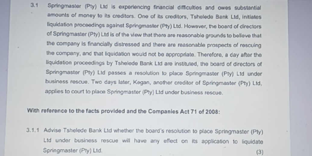 Springmaster (Pty) Ltd is experiencing