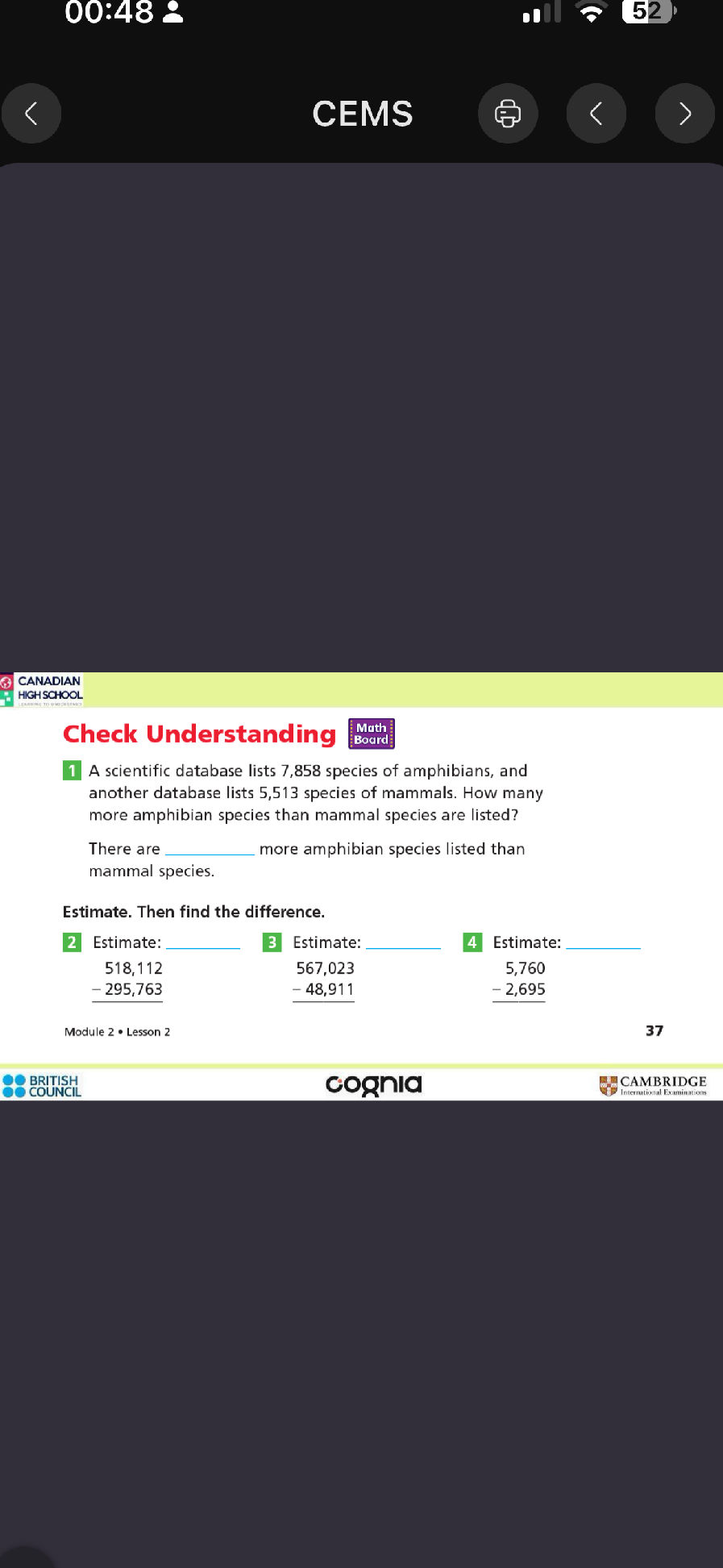 Check Understanding 1 A scientific database