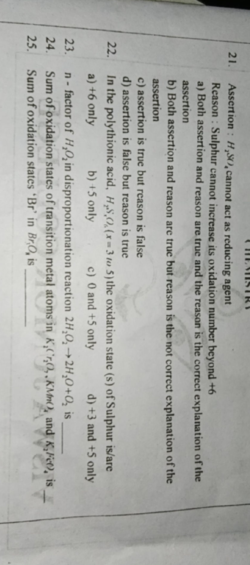 n - factor of H₂O₂ in disproportionation
