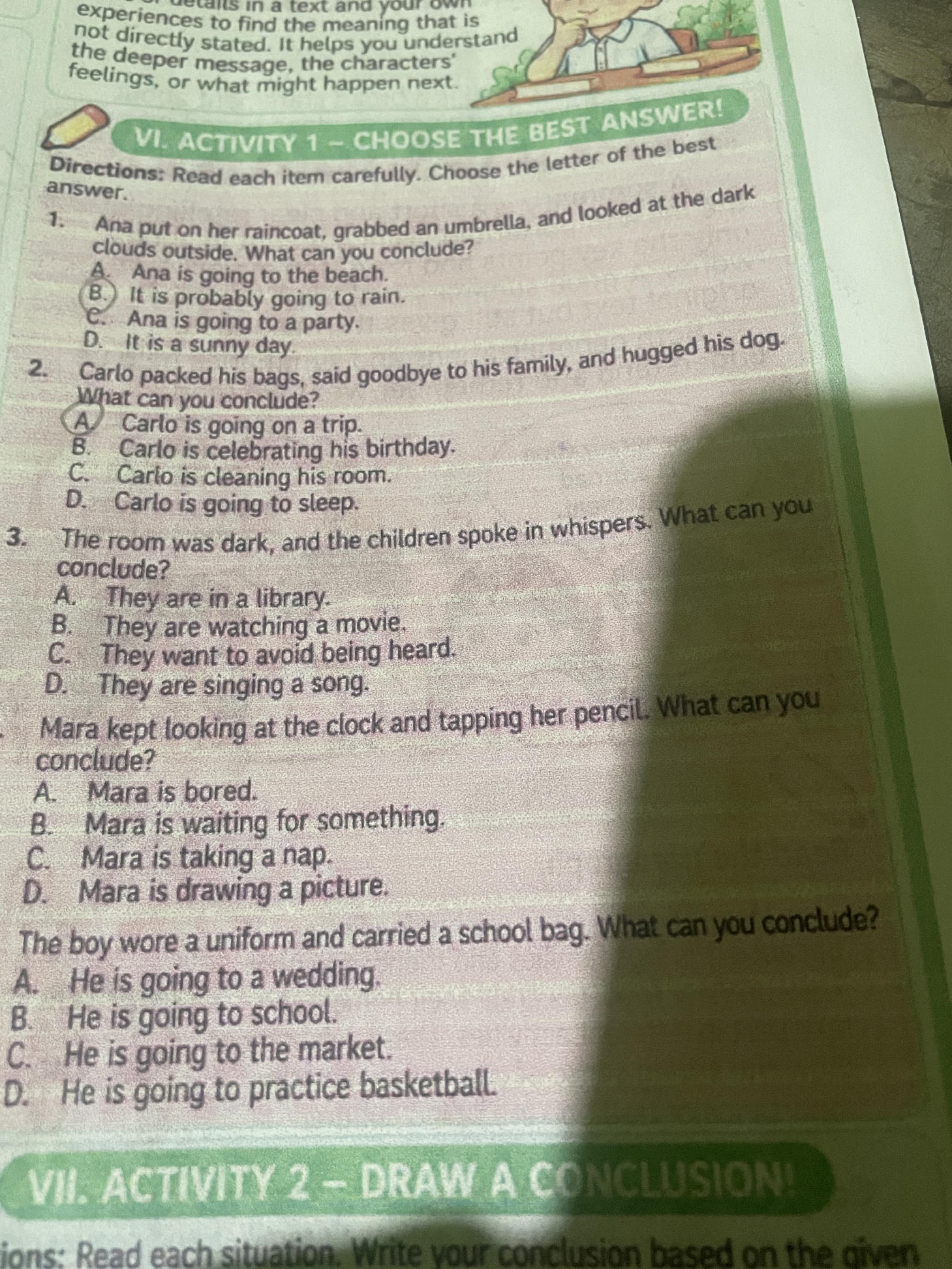 VI. ACTIVITY 1 - CHOOSE THE BEST ANSWER!
