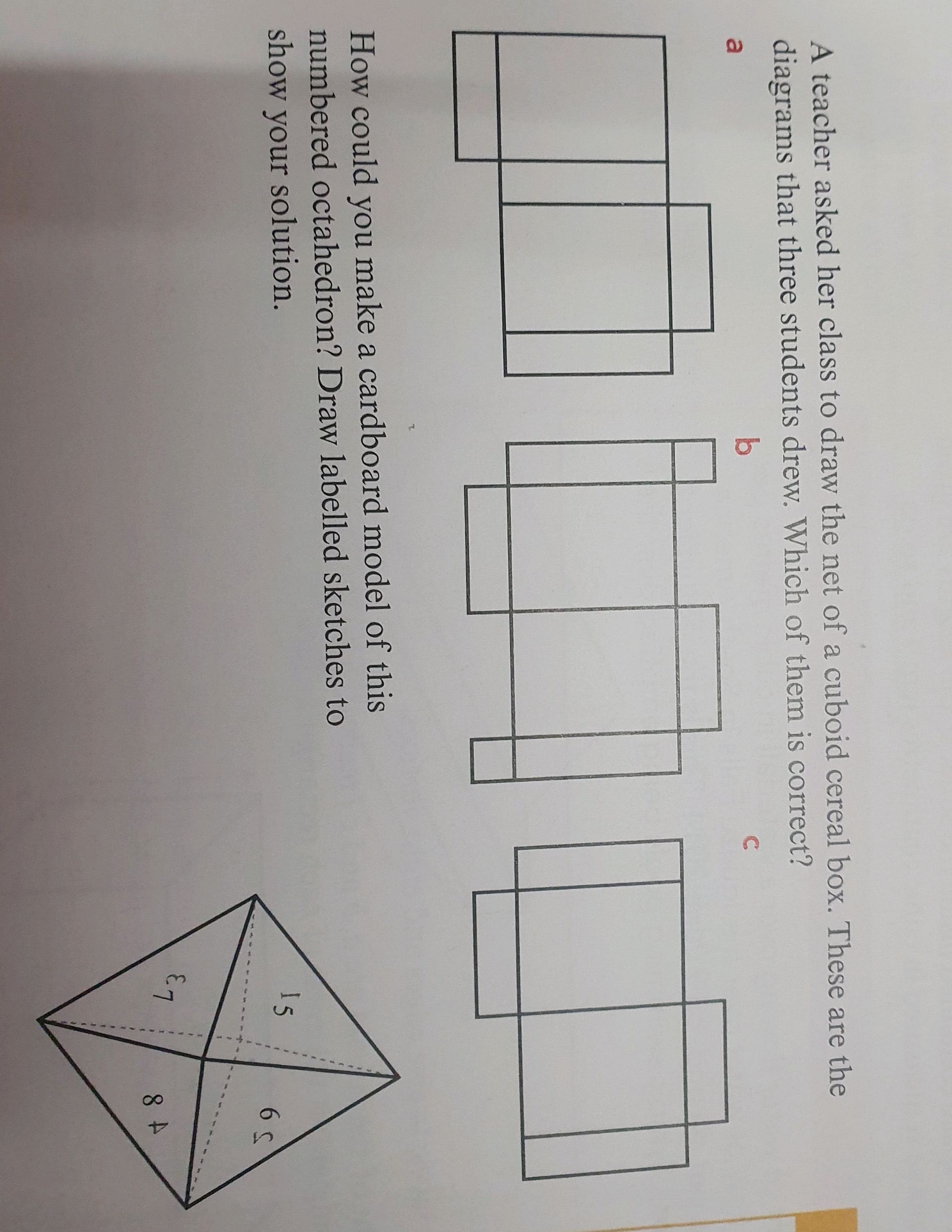 Cereal Box.net Math Examples A teacher asked her class to draw the net of | StudyX